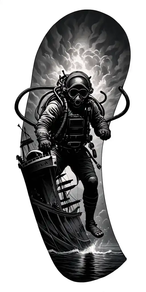 Scubba Diver Exploring A Shipwreck