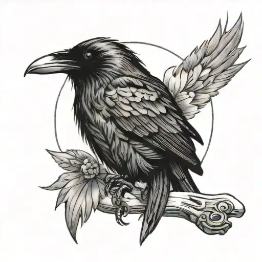 Raven Perched With Sun Shining