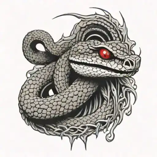 Diamondback Rattlesnake With Red Eyes With Rain And Lighting In The Background