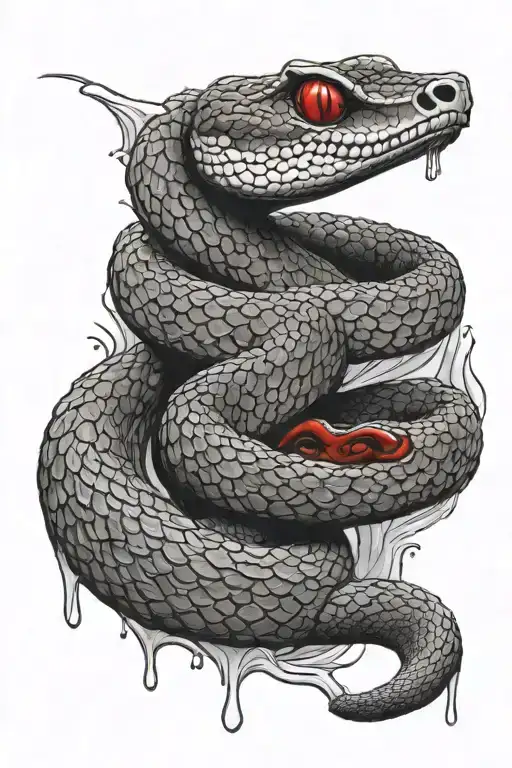 Diamondback Rattlesnake With Red Eyes With Rain And Lighting In The Background