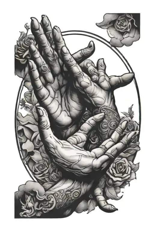 God And Adam Hands In The Circle But The Hands Have Light