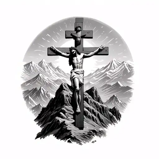 Jesus Christ Crucifixion On The Mountain