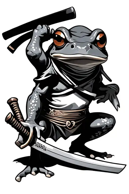 Ninja Frog Holding Katana Sword