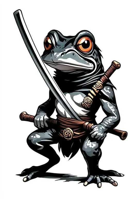Ninja Frog Holding Katana Sword