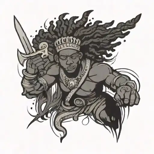 Cute African Warrior Of Life Tattoo Fighting Off Suicide With Super Human Life Powers