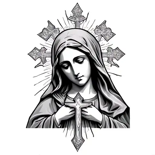 Virgin Mary And Crosses