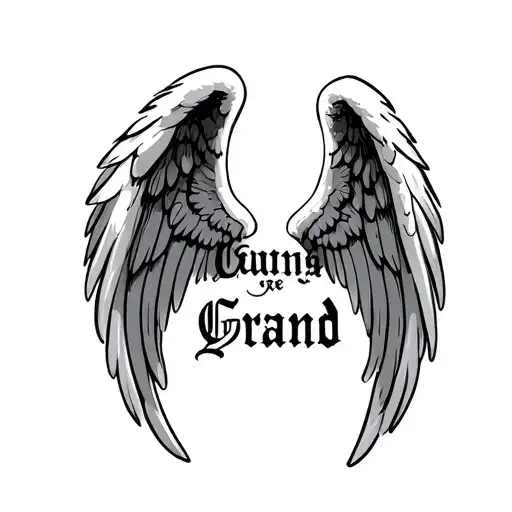 Angel Wings Saying Grand T