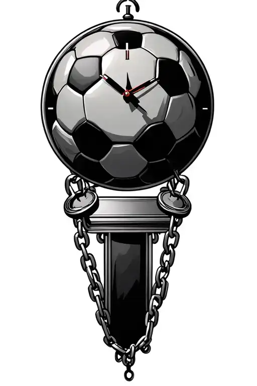 Clock And Soccer Ball With Chain