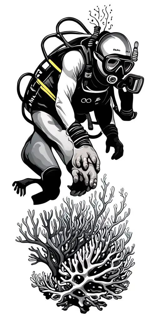 Scubba Diver Exploring A Coral Reef