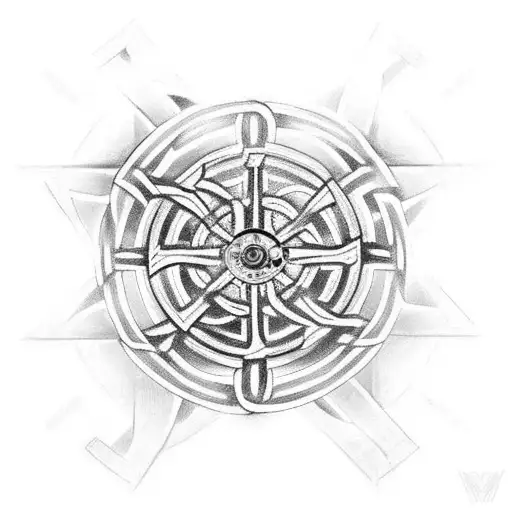 Clockwork Cross With Gears And Celtic Knots Intertwined