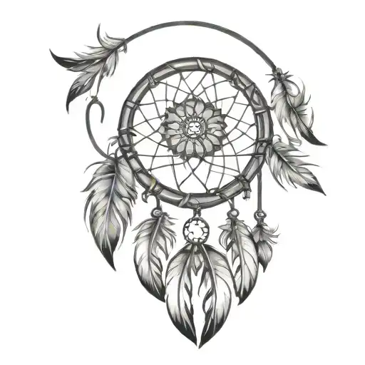 Dreamcatcher With Protection Symbol Incorporated Within