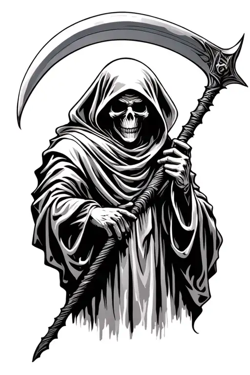 Grim Reaper Holding A Scythe