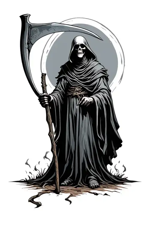 Grim Reaper Holding A Scythe