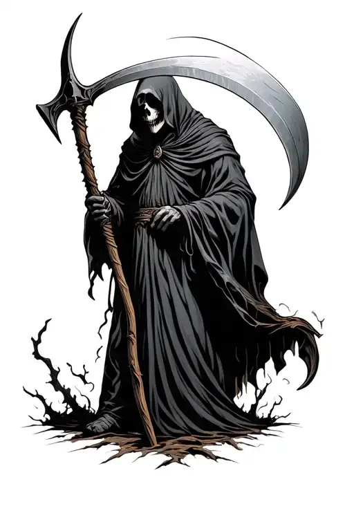 Grim Reaper Holding A Scythe