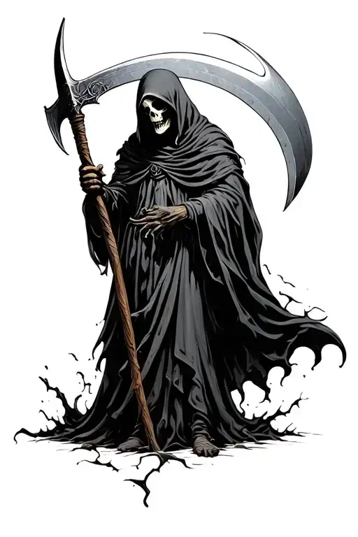 Grim Reaper Holding A Scythe