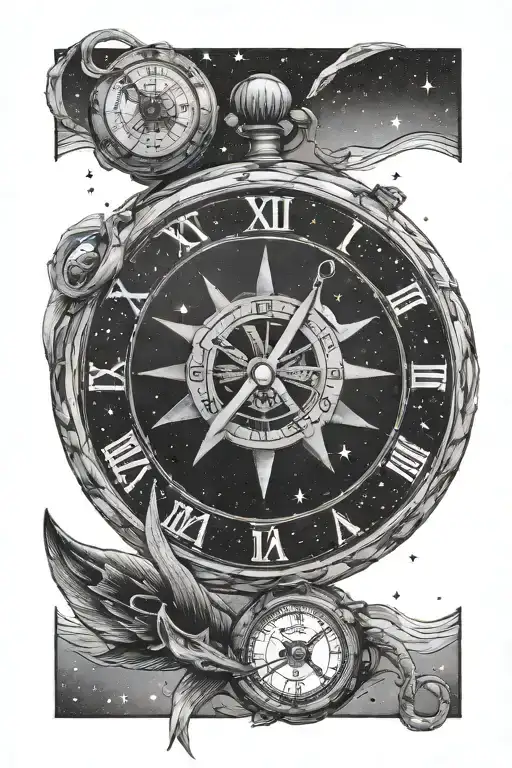 Broken Stopwatch Lip Print Surrounded By Night And Stars Books A Karambit And A Yatch