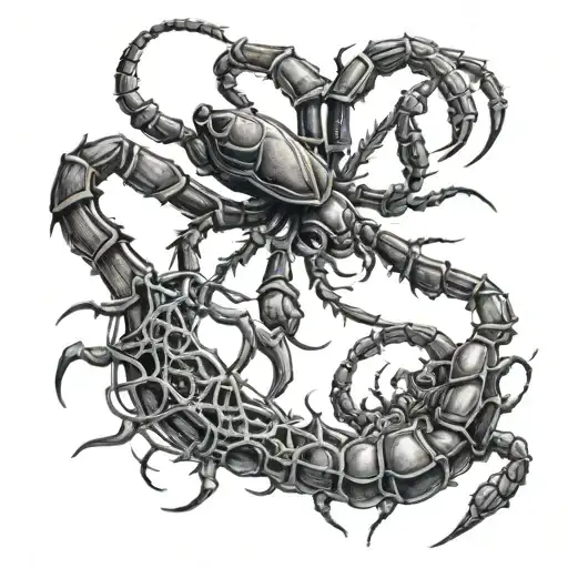 A Scorpion And Spider Battling In A Dark And Eerie Setting