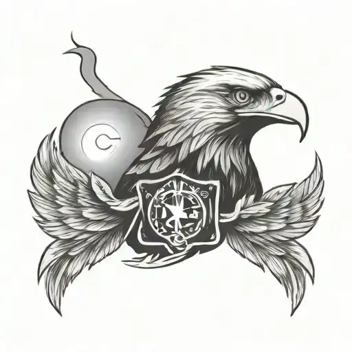 Eagle With A Micronesian Flag Waving