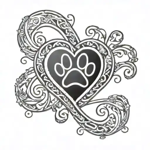 Infinity Dog Paw Print Semi Colon Heart
