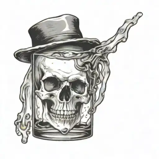 Skull Drowned In The Glass Full Of Whiskey
