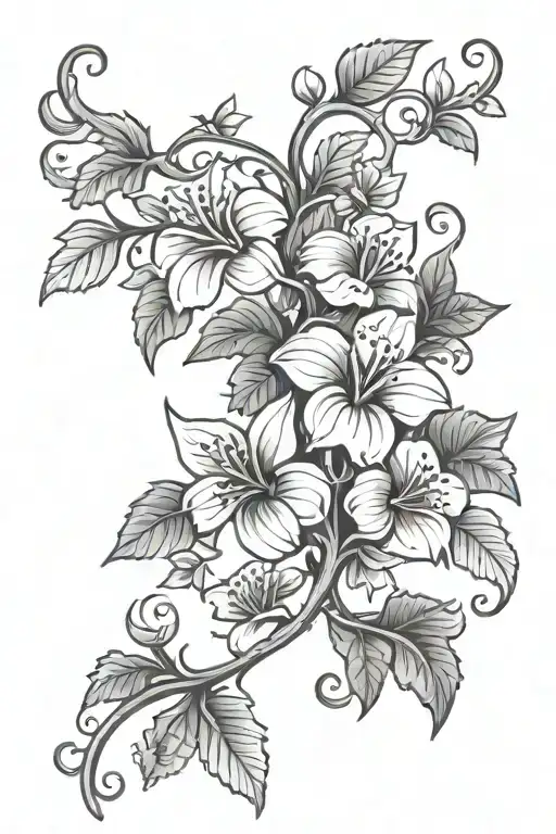 A Vine With Flowers And Leaves