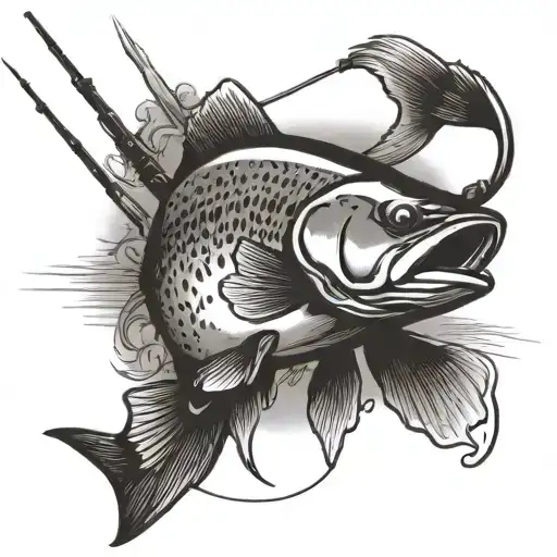 Trout Holding A Fly Fishing Pole