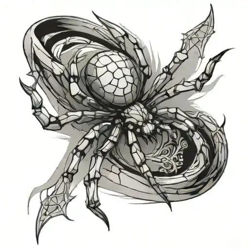Spider And Black Band Tattoo Design Featuring
