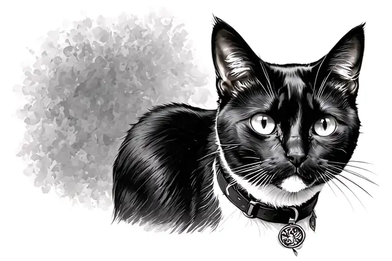 Black Cat Wearing Collar