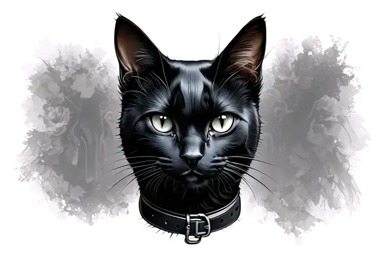 Black Cat Head Wearing Collar