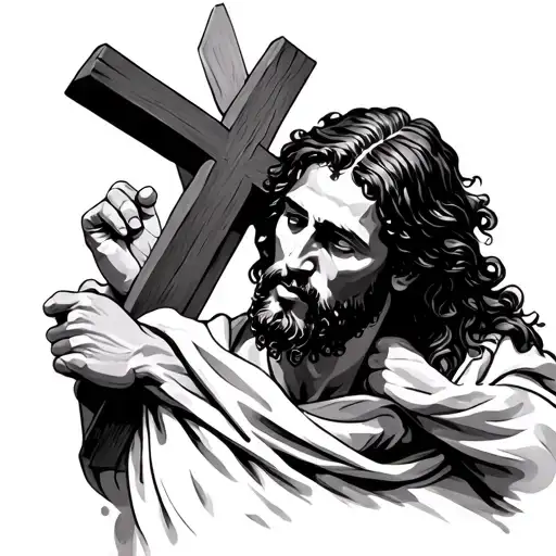 Jesus Struggling To Carry The Cross