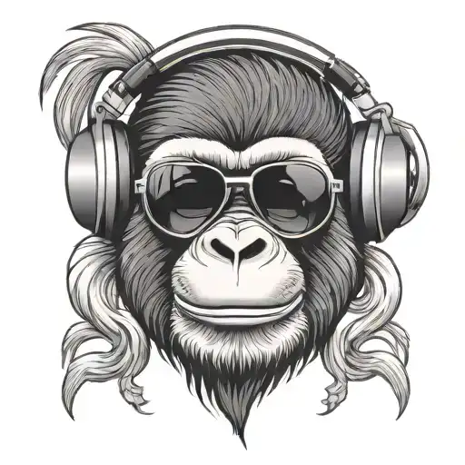 Monkey With Headphones And Sunglasses