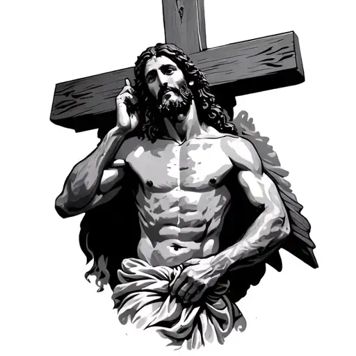 Jesus Struggling To Carry The Cross On His Back