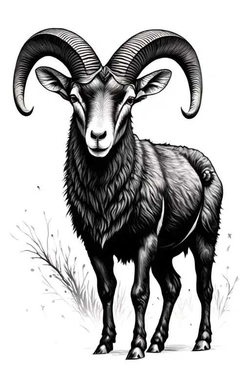 Black Bighorn Sheep Realism Style
