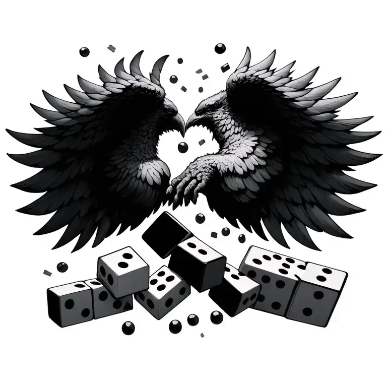 Wings And Dominos Falling Against Each Other