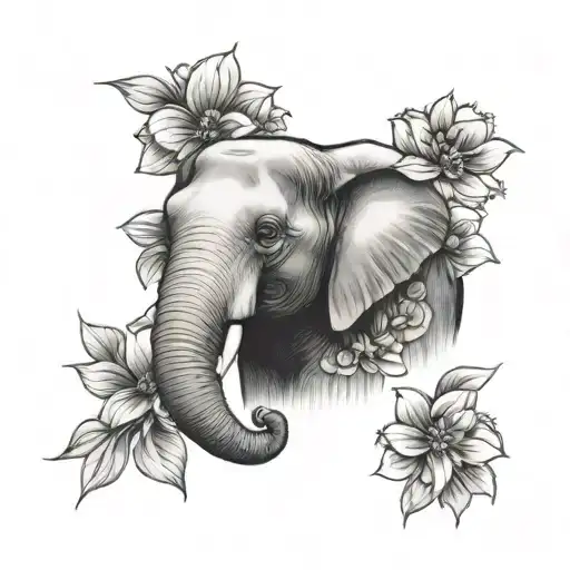 Elephant Head On Top Of Flower Bed