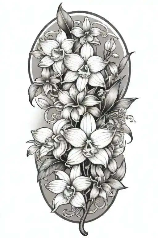 Plumeria And Orchid Flower Tattoo Design