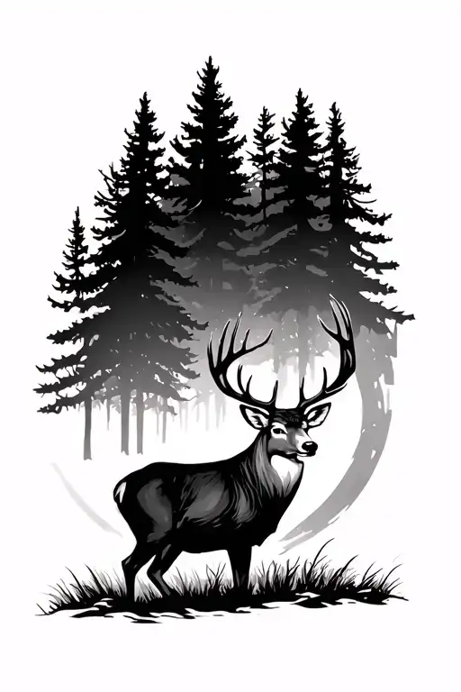 Bow Hunting Deer Trees Background Looking