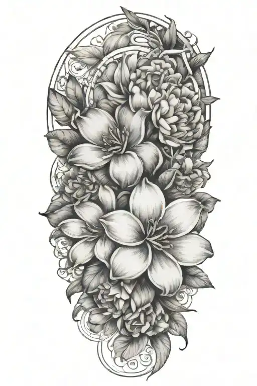 Plumeria And Peony Tattoo Design