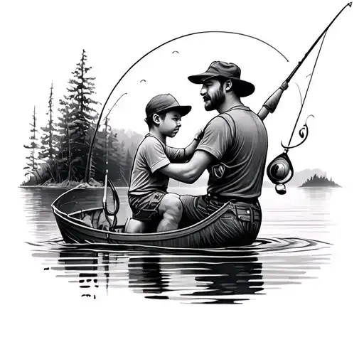 Dad And Son Fishing