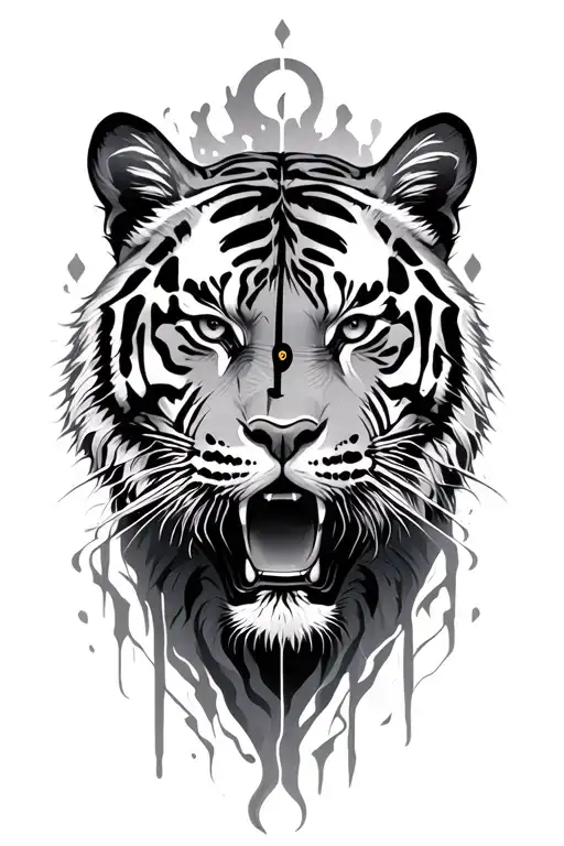 Clock With A Tiger Head