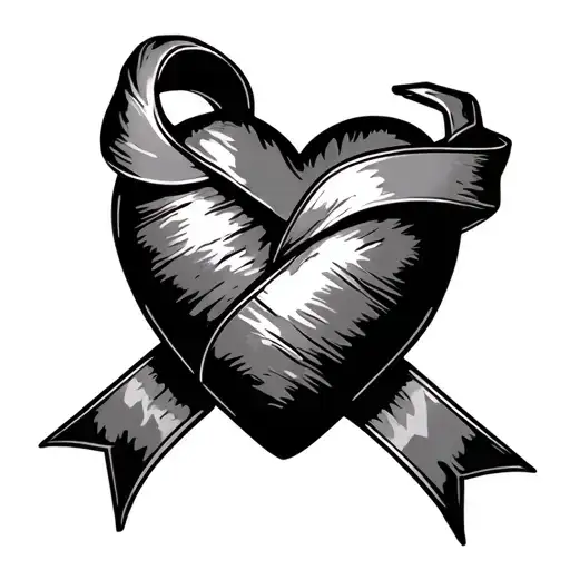 Military Camp Heart With Cancer Ribbon Wrapped Around It