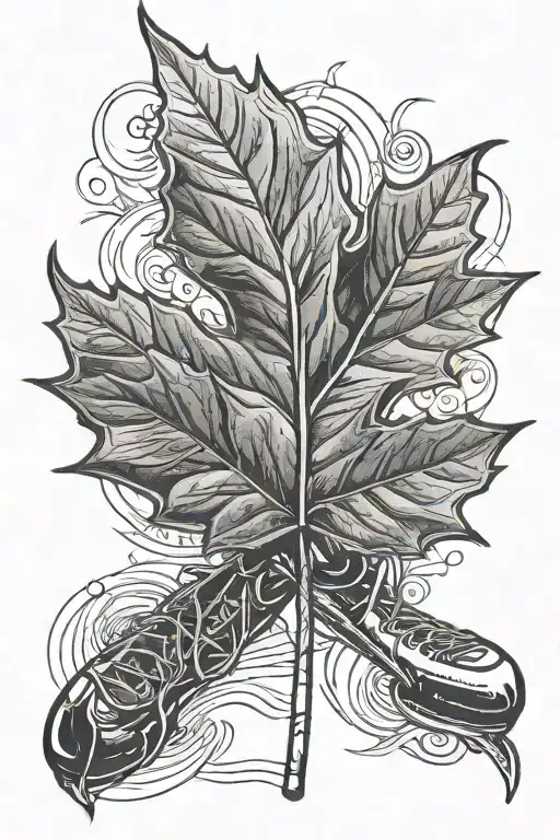 Canadian Leaf With Hockey Player