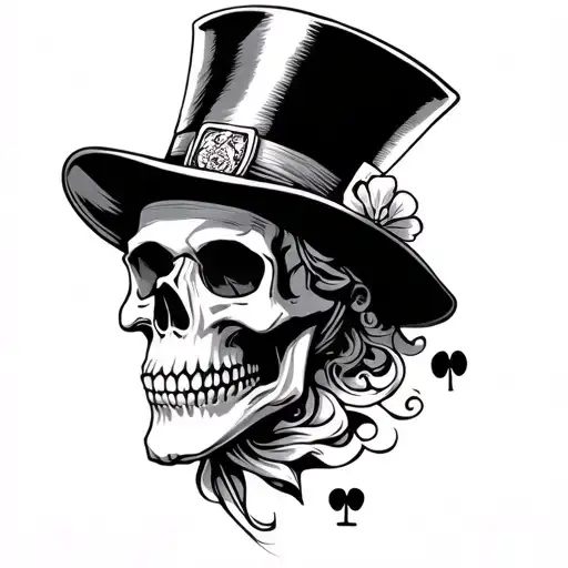 Mr Lucky Skull With As Card On His Hat