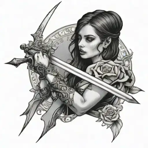Gothic Woman Holding A Sword