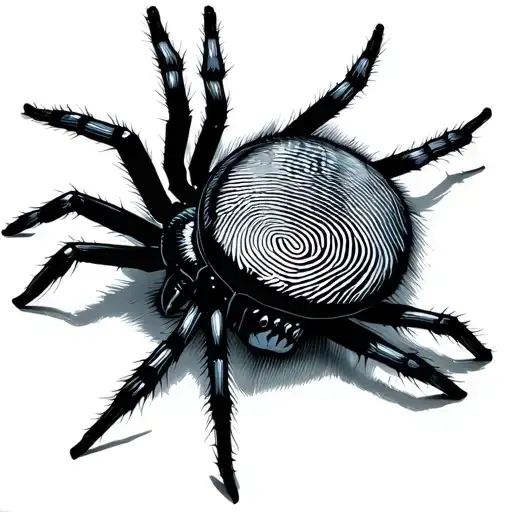 Black Widow Spider With Fingerprint On Back