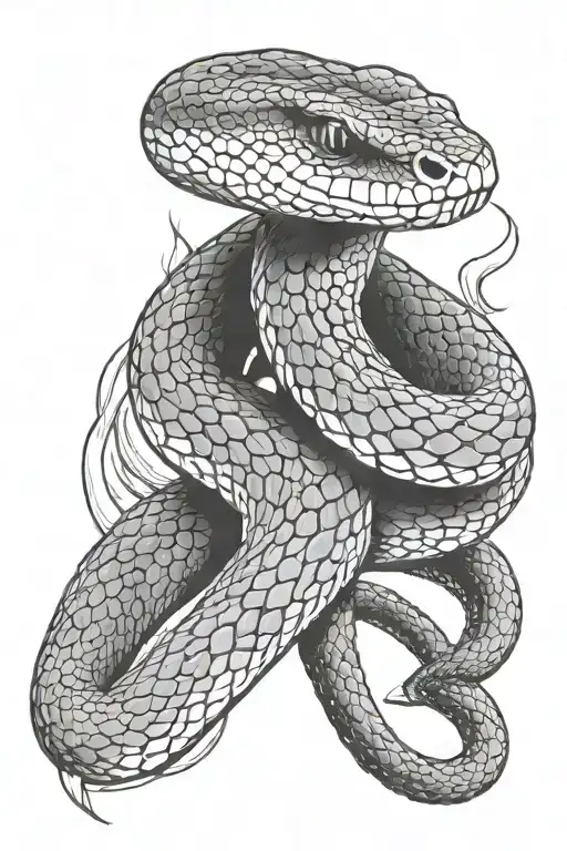Diamond Back Rattle Snake Tattoo Arm Black And White Stencil