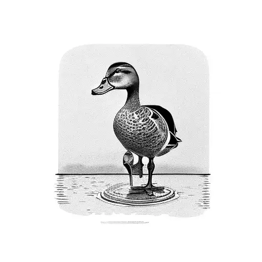 Female Duck Drinking A Glass Of Wine