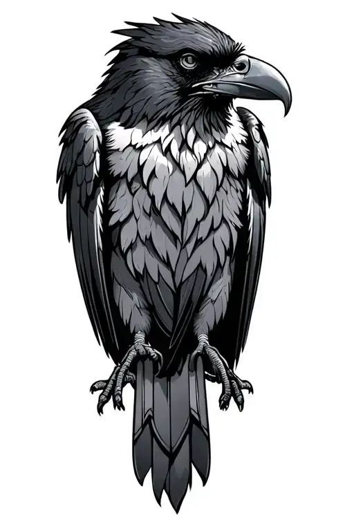 Large Tall Raven Perched Regally