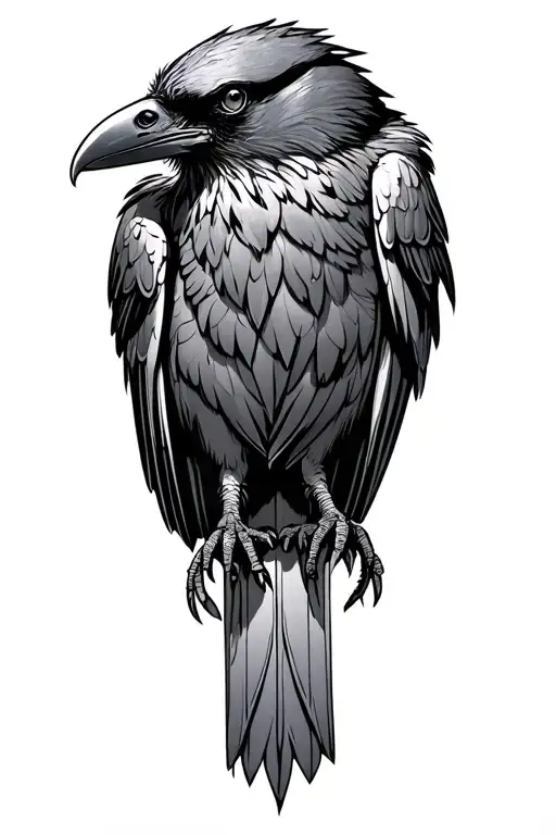 Tall Raven Perched Regally