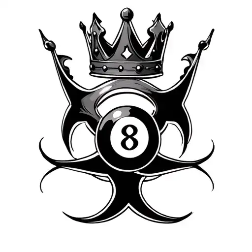 8 Ball In A Crown And Biohazard Symbol